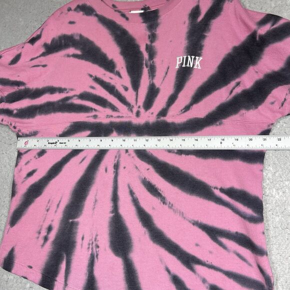 PINK Victorias Secret Sweater Womens Small Dahlia Print Varsity Crew Jacket Top - Picture 8 of 12